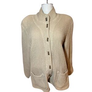 100% Cotton Waffle Knit Cardigan - Size L